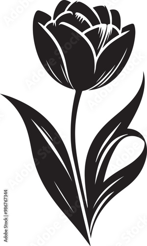 Tulip flower silhouette vector illustration