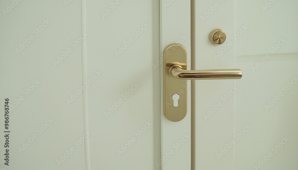 close up of modern gold door handle on white door in sunny room in modern turnkey apartment 26 close up of modern gold door handle on white door in sunny room in modern turnkey apartment 26