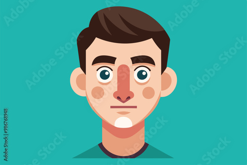 A flat illustration displays a young male model showing changes made by rhinoplasty to his nose, Customizable flat illustration of rhinoplasty