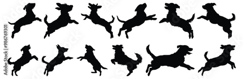 Dog silhouette set vector design big pack of dog illustration and icon