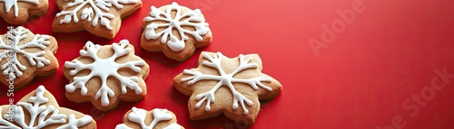 Delicious snowflake-shaped cookies decorated with icing, perfect for holiday treats and festive gatherings.