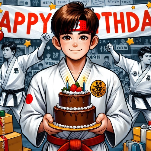 Tapety artystyczne Karate, birthday 