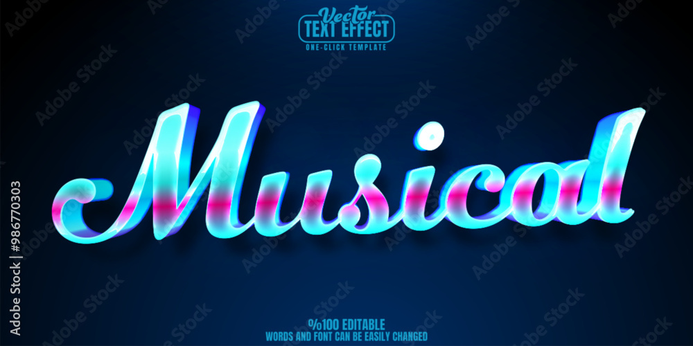 Musical editable text effect, customizable theater and show 3d font style Musical editable text effect, customizable theater and show 3d font style