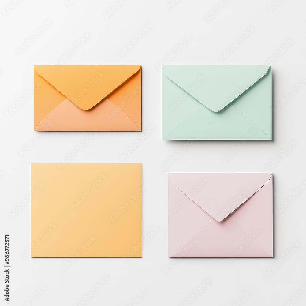 Colorful Envelopes and Paper Flat Lay Composition