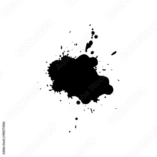 black ink splash brush drop
