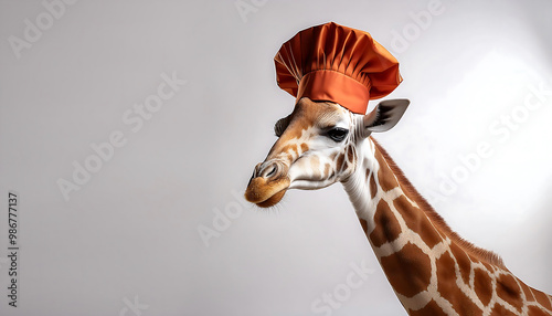 Culinary Giraffe in Chef Hat photo