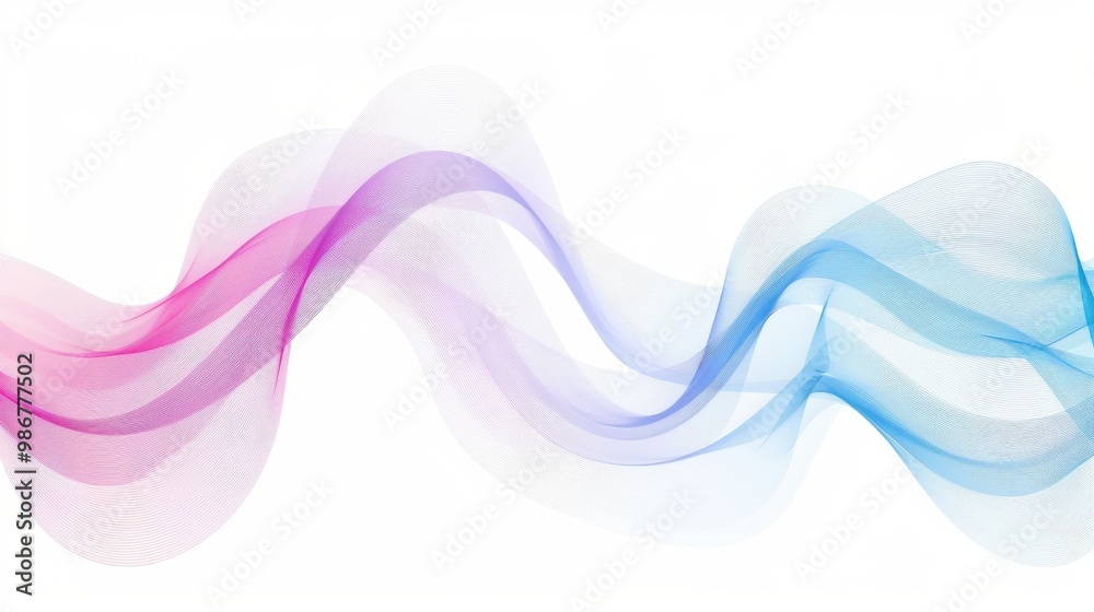 Vector abstract light lines wavy flowing dynamic in blue pink colors isolated on white background for concept of AI technology, digital, communication, 5G, science, music Vector abstract light lines wavy flowing dynamic in blue pink colors isolated on white background for concept of AI technology, digital, communication, 5G, science, music