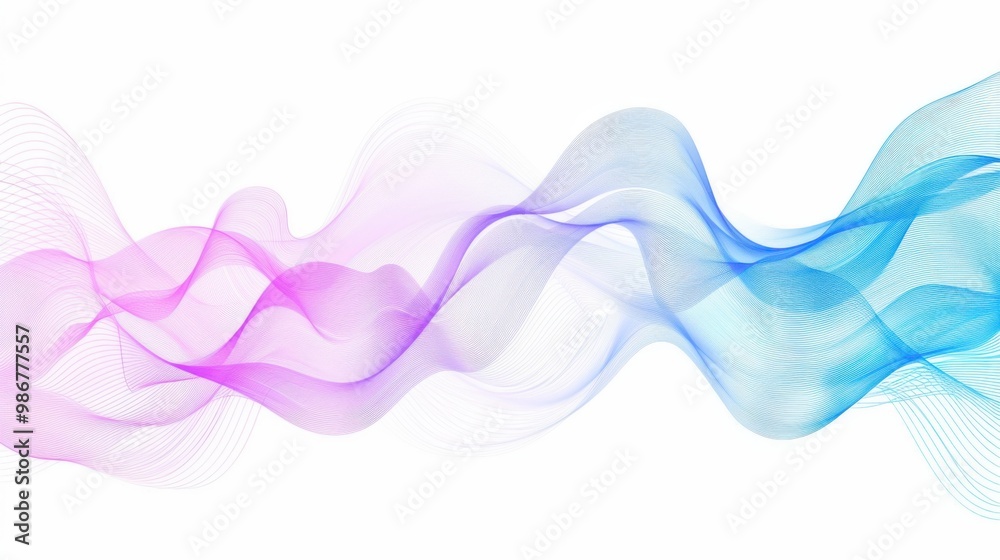Vector abstract light lines wavy flowing dynamic in blue pink colors isolated on white background for concept of AI technology, digital, communication, 5G, science, music Vector abstract light lines wavy flowing dynamic in blue pink colors isolated on white background for concept of AI technology, digital, communication, 5G, science, music
