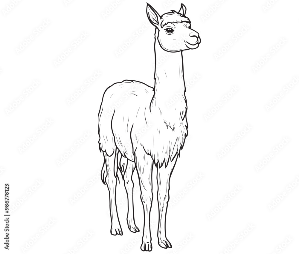Alpaca silhouette vector, llama line art vector, animal vector Alpaca silhouette vector, llama line art vector, animal vector