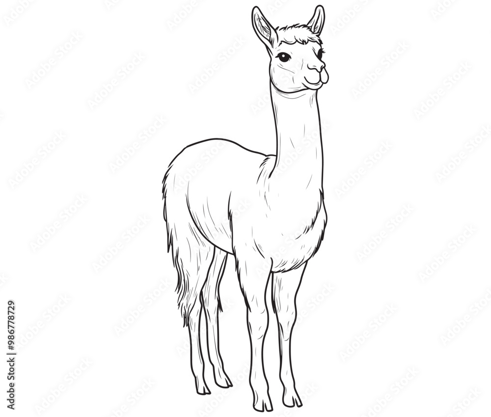Alpaca silhouette vector, llama line art vector, animal vector Alpaca silhouette vector, llama line art vector, animal vector