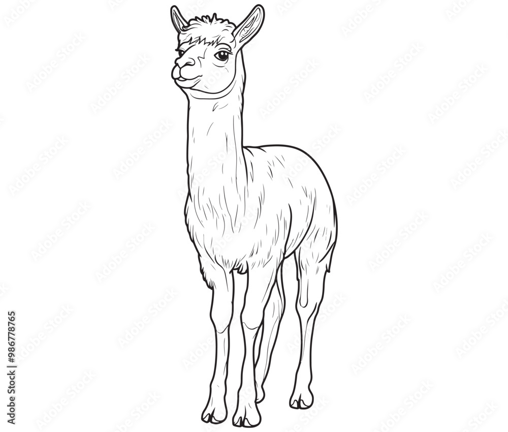 Alpaca silhouette vector, llama line art vector, animal vector Alpaca silhouette vector, llama line art vector, animal vector