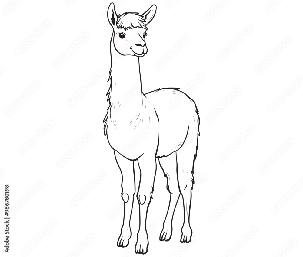 Alpaca silhouette vector, llama line art vector, animal vector Alpaca silhouette vector, llama line art vector, animal vector