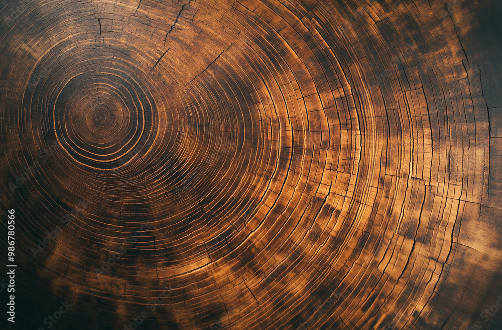 Fototapeta premium Close-up of tree rings with the wood grain visible and cross sections 