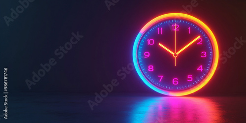 Wallpaper Mural A vibrant futuristic 3D render of countdown clock set for 2025, showcasing neon colors and sleek design. glowing clock creates an exciting atmosphere Torontodigital.ca