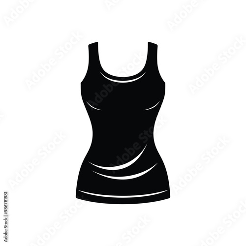 Black and White Women’s Tank Top Vector – Clean Apparel Icon for Fashion Graphics