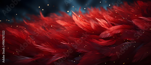 immersive vibrant ruby red feather star background photo