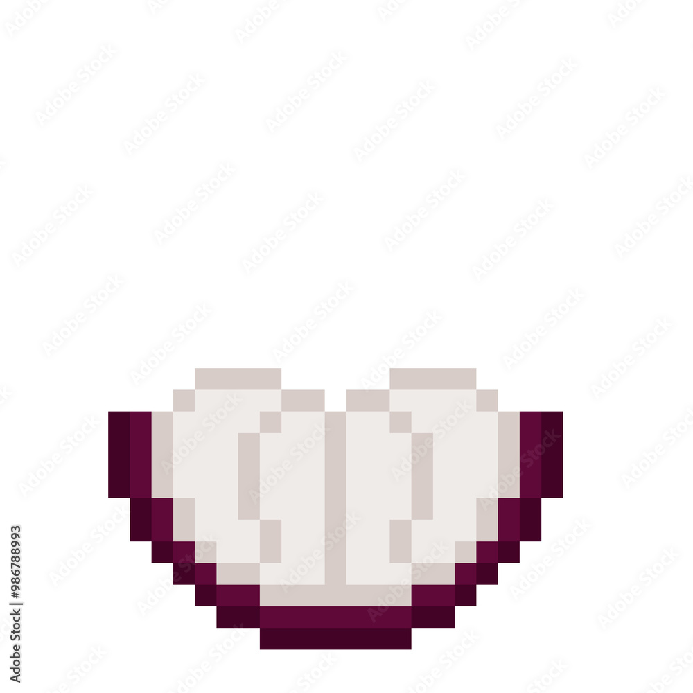 Fototapeta premium Pixel Mangosteen Fruit Cut Half with Flesh