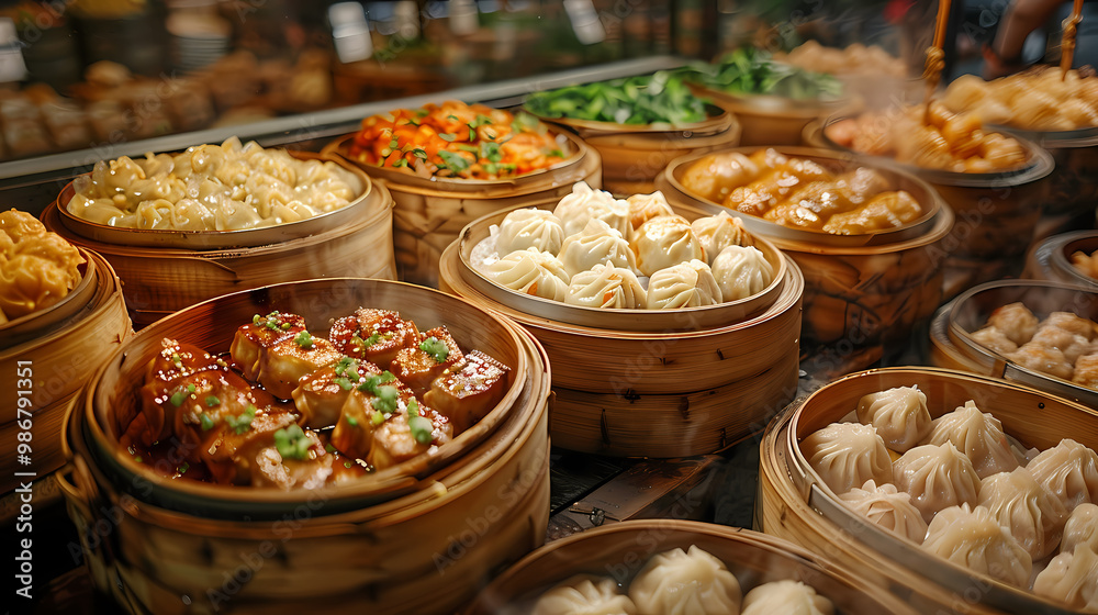 Pork dumplings in a luxurious shop.