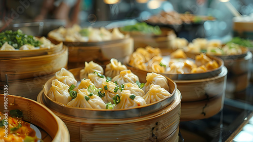 Pork dumplings in a luxurious shop.