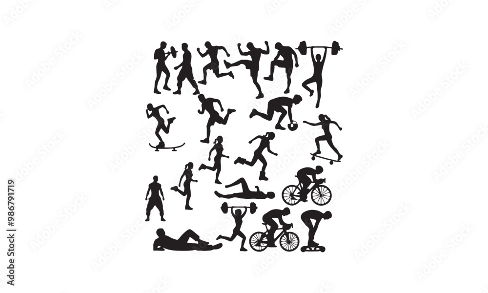 Iconic Sports Silhouettes: From Weightlifting to Table Tennis artwork vector Iconic Sports Silhouettes: From Weightlifting to Table Tennis artwork vector