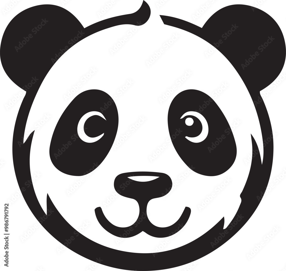 panda face icon silhouette vector style panda face icon silhouette vector style