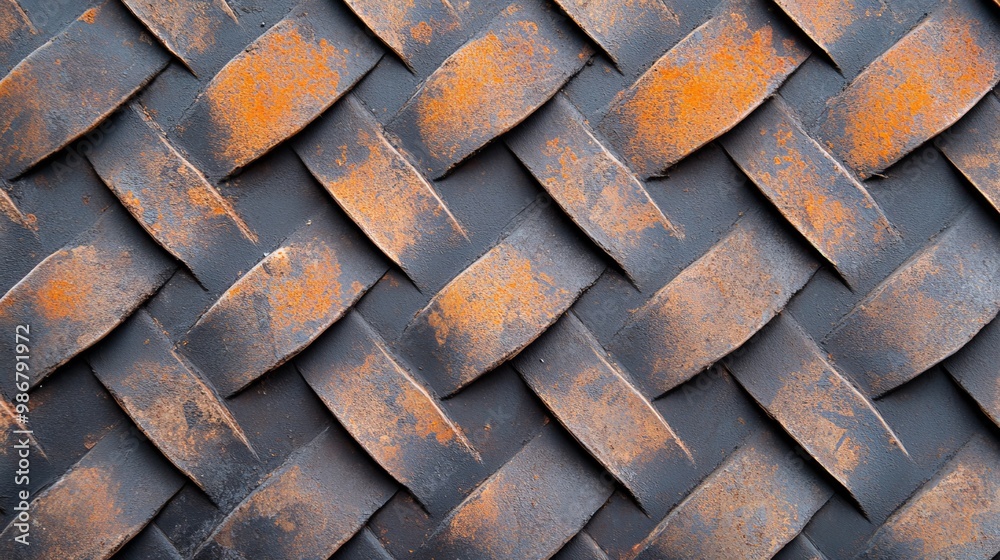 Textured Woven Pattern with Rusty Metal Effect Textured Woven Pattern with Rusty Metal Effect