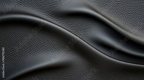 Soft Black Leather Texture with Elegant Waves