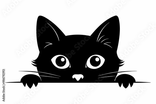 
Peeking black cat silhouette vector, Funny peeking pet. Vector illustration
