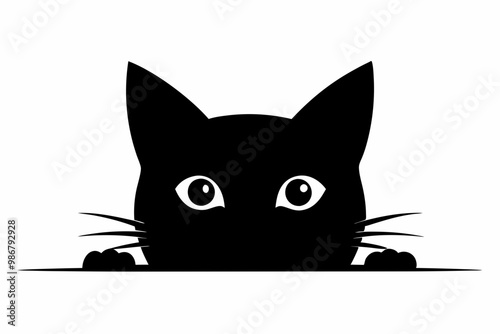 
Peeking black cat silhouette vector, Funny peeking pet. Vector illustration
