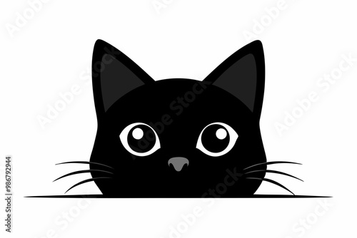 
Peeking black cat silhouette vector, Funny peeking pet. Vector illustration
