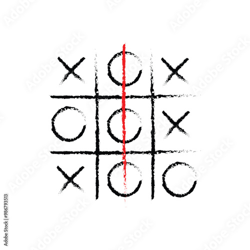 Tic tac toe in Hand drawn style. Doodle black line tic tac toe templates isolated on white background. Vector illustration.