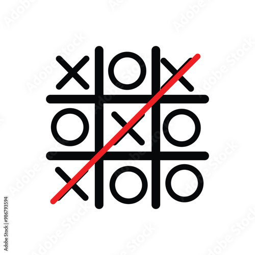 Tic tac toe xo game template vector illustration isolated on white background. Dirty grunge line tic tac toe game symbols.