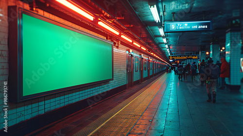 Empty Billboard in Subway Station