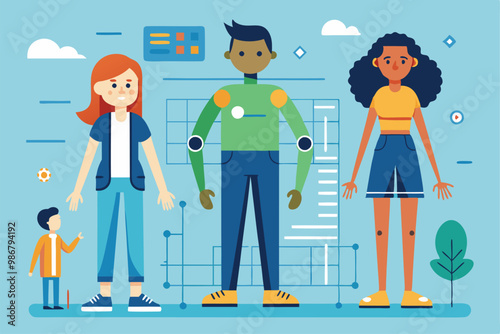This vibrant illustration features diverse characters in inclusive occupational therapy activities, Customizable flat illustration for occupational therapy.