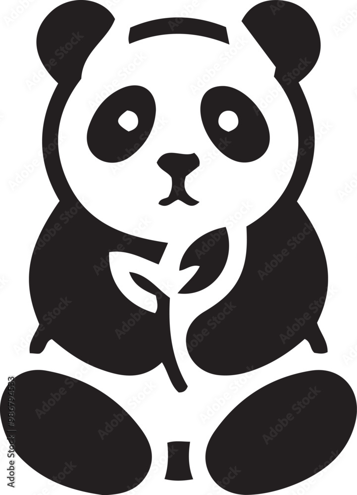 Obraz premium panda icon silhouette vector style