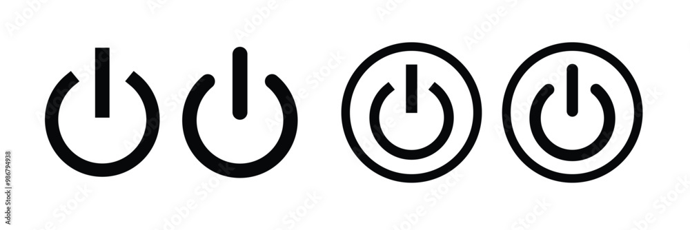 power button icon set. Switch on switch off icon/sign. computer start trigger button symbol in filled and line style. vector illustration power button icon set. Switch on switch off icon/sign. computer start trigger button symbol in filled and line style. vector illustration