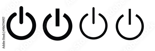 power button icon set.  Switch on switch off icon/sign. computer start trigger button symbol in filled and line style. vector illustration