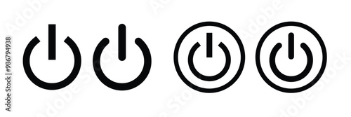 power button icon set.  Switch on switch off icon/sign. computer start trigger button symbol in filled and line style. vector illustration