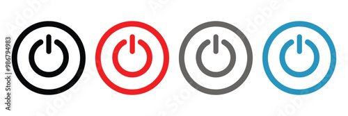 power button icon set.  Switch on switch off icon/sign. computer start trigger button symbol in filled and line style. vector illustration
