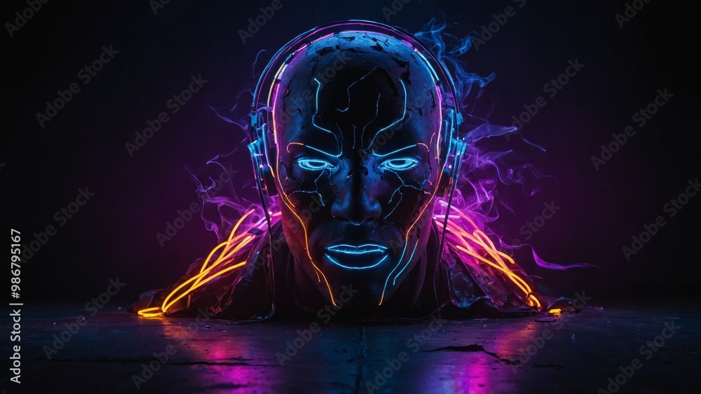 neon glowing abstract of a futuristic background. neon lines and shapes neon glowing abstract of a futuristic background. neon lines and shapes