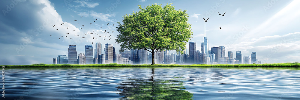 Obraz premium Predictive analytics environmental services where AI anticipates the effects of climate change natural disasters and human activities on ecosystems enabling timely interventions and policy adjustments