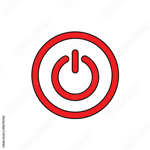 On off power button icon vector. Power on off or switch on off electric current sign symbol illustration, Power button icon power on off button Vector.