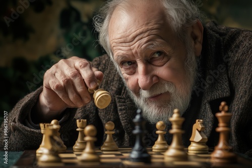 Grandpa is playing chess