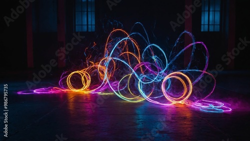 abstract background of colorful lines and circles