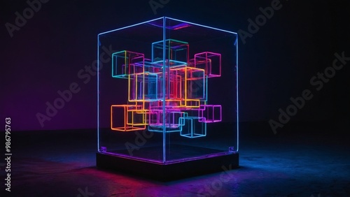 abstract background with glowing neon lines