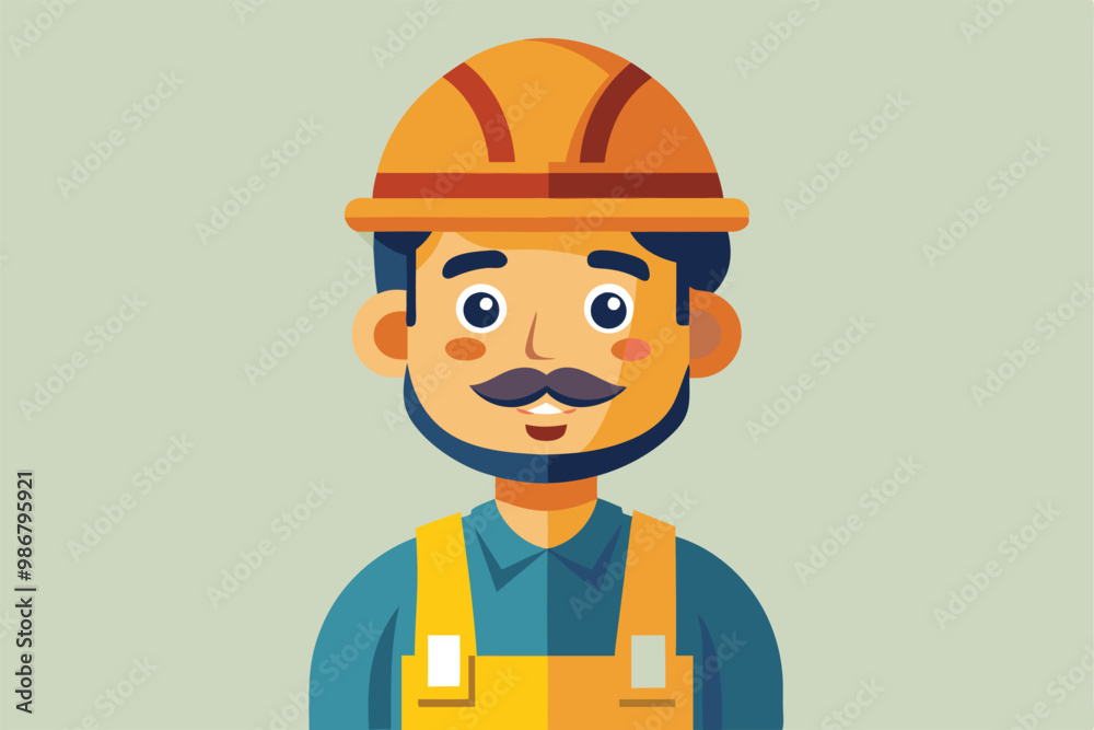 A friendly construction worker smiles, showcasing safety gear and a vibrant, customizable outfit, Customizable flat illustration of a construction worker. A friendly construction worker smiles, showcasing safety gear and a vibrant, customizable outfit, Customizable flat illustration of a construction worker.