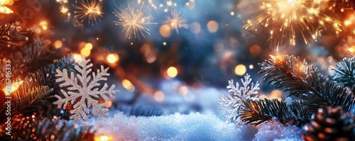 Wallpaper Mural Beautiful festive scene featuring sparkling snowflakes and glowing lights, perfect for celebrating the winter season. Torontodigital.ca