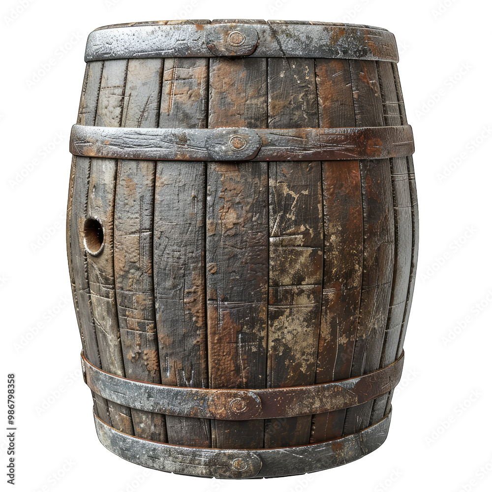 Fototapeta premium old wooden barrel on transparent background png