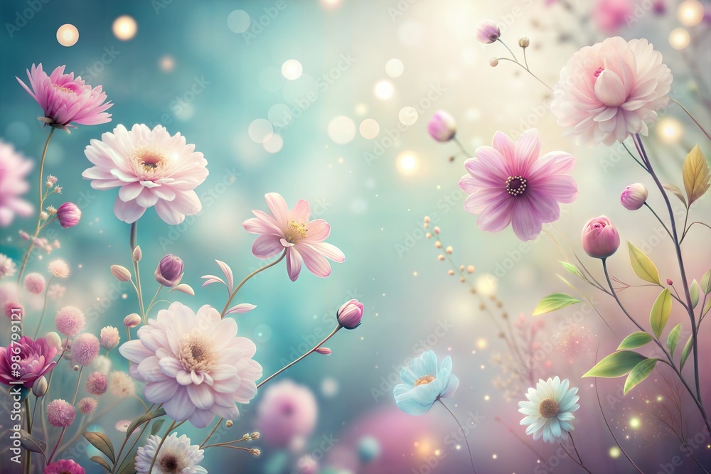 Romantic pink and white flowers in soft pastel ambiance Romantic pink and white flowers in soft pastel ambiance