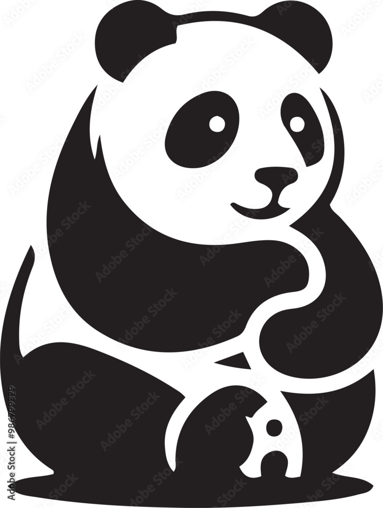 Fototapeta premium panda icon silhouette vector style